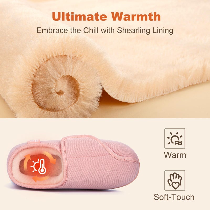 LongBay Womens Adjustable Slippers Memory Foam Cozy Wide Diabetic House Shoes Edema Orthopedic Neuropathy Indoor Outdoor (10 B(M), Pink) - Image 4